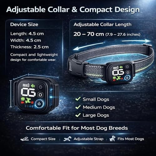 Dog Bark Deterrent Devices,Waterproof Rechargeable Smart Collar,Anti Barking Training with 8 Adjustable Sensitivity Beep Vibration for Small Medium Large Dogs. (White)