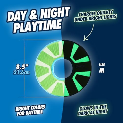 Chuckit! Max Glow Zipflight Flying Disc Dog Toy, Floats, Medium, 8.5in