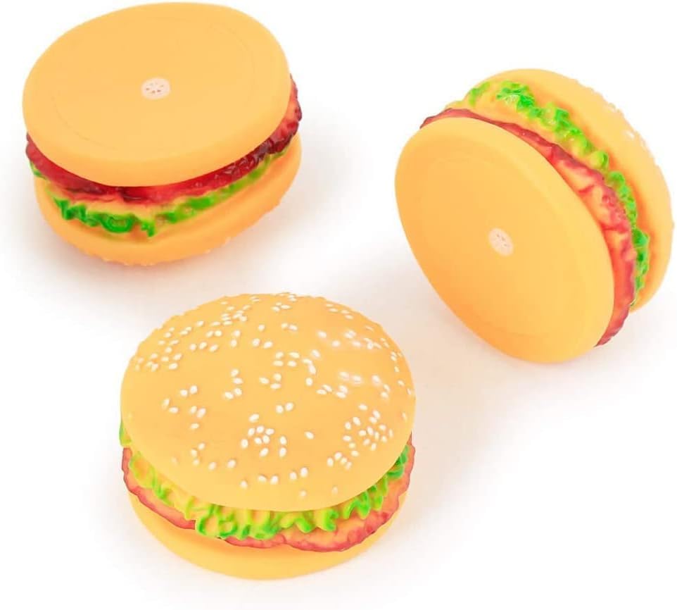 Hamburger Squeaky Toy Bite-Resistant Hamburger Dog Toys Squeaky Chewing Toys Tooth Cleaning Dog Supplies, Golden Retriever Teddy Pets Dog Training, Sofa Damage Prevention, Hamburger Pet Toys (4 pc)