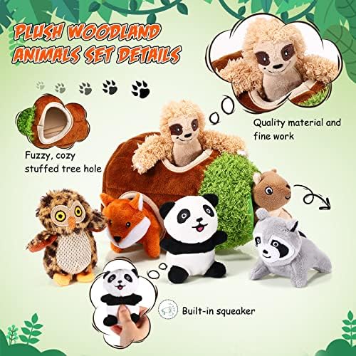 Skylety 7 Pcs Hide and Seek Squeaky Plush Dog Toys for Small Medium Puppies