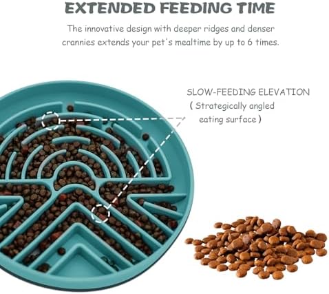 Lesipee Slow Feeder Dog Bowl for Large & Small Pets, Anti Choking Puzzle Dog Food Lick Mat with Non-Slip Base, Interactive Pet Slow Eating, Silicone Licking Mat Cat Feeding Bowl for Puppies & Cats