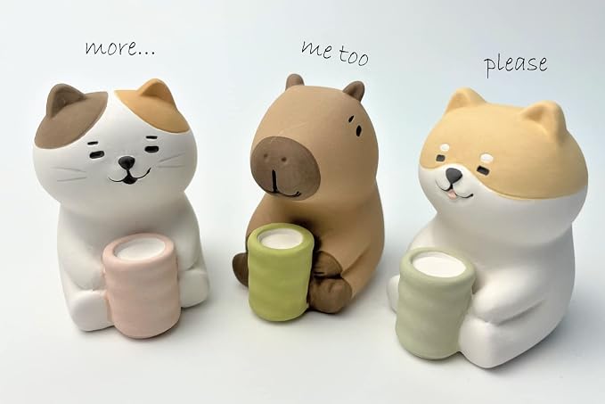 Stone Diffuser Tea-Drinking Animals [ Designed in Japan] Non Electric Passive Diffuser for Essential Oil and Aromatherapy (Ceramic/Clay) (Tea-Drinking Capybara)