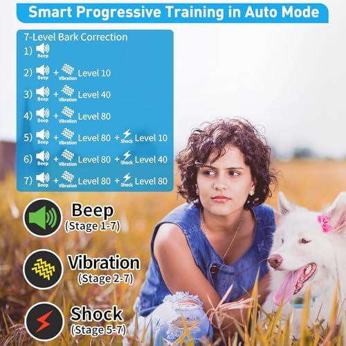 PetJoy Bark and Shock Collar Combo, Dog Bark Collar for Large Dogs, Auto Bark Collar with Remote (3 Dogs) - 3300 Ft Range, Remote and Automatic Modes 2 in 1