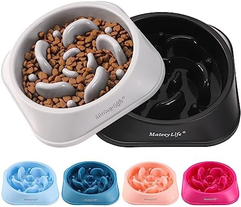 MateeyLife 2-Pack Slow Feeder Dog Bowls, 2 Cups, Dog Puzzle Feeder Bowl