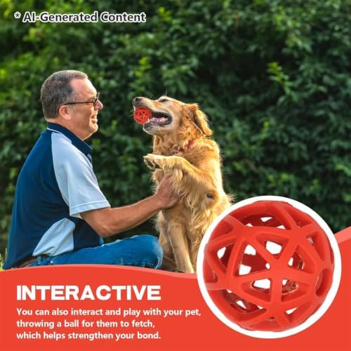 Chewing Pet Toy Ball, 2.75in Rubber Dog Balls, Red Hollow Bell Balls, Interactive Pet Toys Roller, Protable Hollow Ball Dog Toy for Indoor and Outdoor Tranning Pets