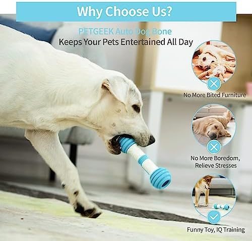 PETGEEK Interactive Dog Bone Toy, Dog Chase Toy for Medium Large Dogs