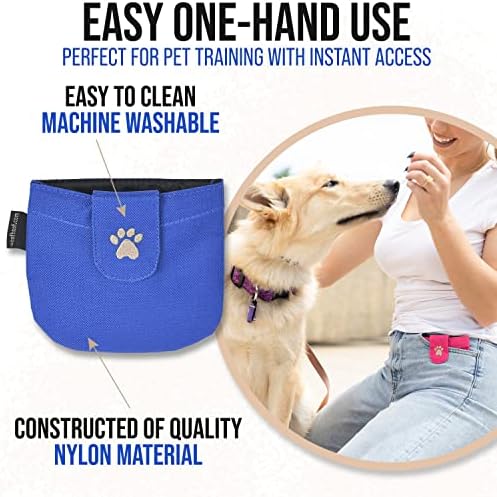 Dog Treat Pouch, Blue Pocket Sized Training Reward Pouch - Lightweight Dog Treat Holder with Magnetic Flap for Stability, Perfect Dog Accessories, Made of Durable Nylon, Machine Washable