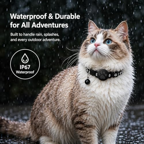 Pet Tracker,GPS Collar for Cats,Smart tag,Waterproof Compatible with Find My,No Monthly Fee,Advanced Tracking Solution Smart Collar for Pet Safety Ideal Small Large Cats(iOS User)