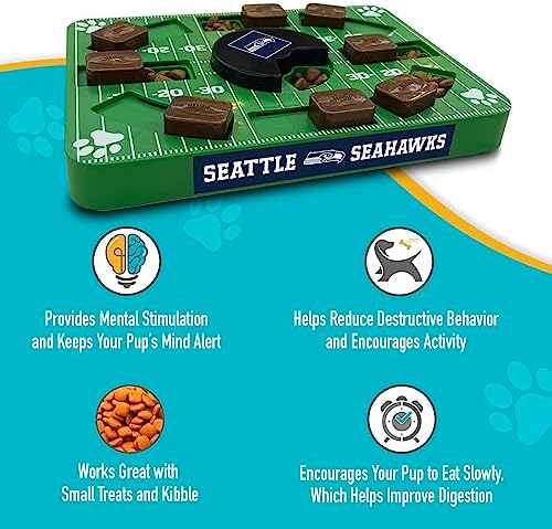 Pets First NFL Seattle Seahawks Puzzle Toy, Interactive Dog Puzzle Treat Toy