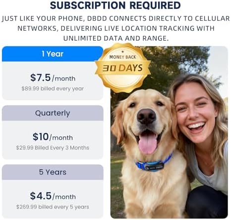 DBDD GPS Dog Tracker with Subscription,Virtual Fence&Health Monitor,IP67,BK