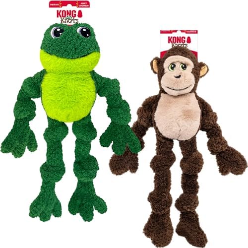 KONG Knots Oversized Dog Toy - Large/X-Large - with Inner Rope Skeleton (Frog/Monkey Combo)