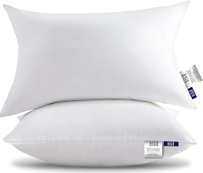 HITO 12x20 Pillow Inserts (Set of 2) - Decorative Square Throw Pillows White for Couch Bed Sofa