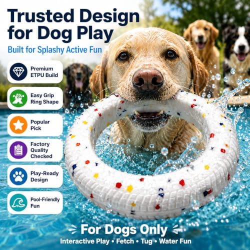 Durable ETPU Dog Ring Toy - Tough Interactive Fetch & Chew Toy for Aggressive Chewers, Lightweight Floating Water Toy, Puppy Teething Ring for Medium and Large Dogs (Colorful Speckles)