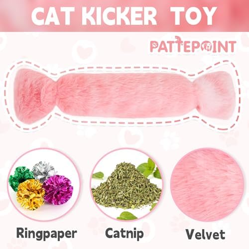 Cat Kicker Toy 3Pcs, Candy Shape Catnip Toys for Cats