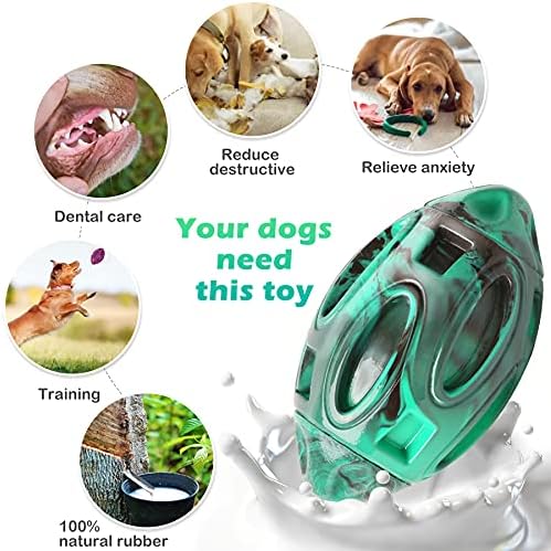 Pawzone 2 Pack Squeaky Dog Toys for Aggressive Chewers Large Medium Small Puppy Interactive Dog Chew Toy Durable Rubber Indestructible Tough Ball (Blue Green)