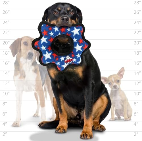 TUFFY® 2 Pack Blue Star Gear Ring Ultra Durable Plush Dog Toys