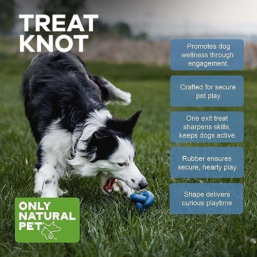 Only Natural Pet Rubber Boredom Buster Treat Stuffer Dog Toys - Interactive Stuffable Feeder Dispenser Fillable Durable Play Puppy Medium Large XS Chew Pup Hide Holder Easy Refill -TreatKnot/DarkBlue