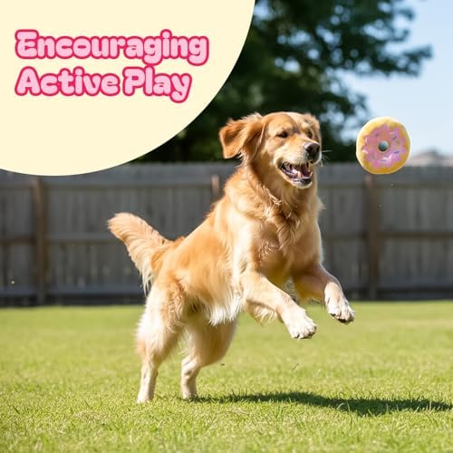 Pink Donut Squeaky Dog Toy – 6 Inch Soft Plush Toy with Built-in Squeaker, Cute Donut Design for Chew, Fetch & Interactive Play for Small to Medium Dogs