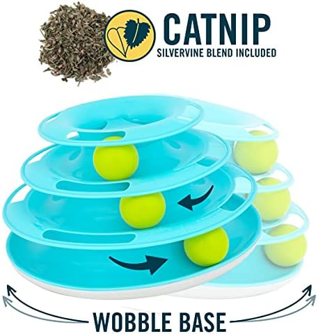 Our Pets Wobble Triple Chase Ball Track Interactive Cat Toy for Indoor Cats with Catnip (Cat Toys; Kitten Toys for Hunting and Chasing w/Rattling; Rolling Balls)