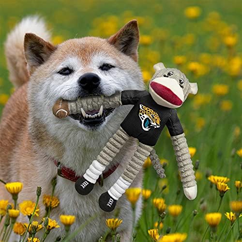 Littlearth NFL Jacksonville Jaguars Team Sock Monkey Pet Toy - Officially Licensed Teams