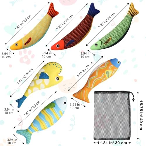 6 Pack Christmas Catnip Cat Toys, Saury Shape