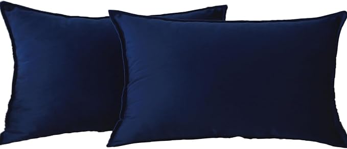 Velvet Navy Blue Throw Pillow Covers 12”x20”Pack of 2 Soft Decorative | Square Cushion Covers for Couch Sofa Bed Livingroom Car Home Decor,30x50Cm