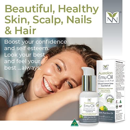 Y Not Natural Pure Emu Oil - Organic Moisture for Face, Body, Hair, Scalp & Nails - Rich in Omega 3-6-9, Vitamins & Essential Minerals - Australian Emu Oil (60ml) 2.03 fl oz - Lemon Lime
