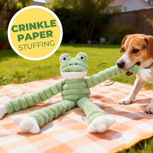 PrimePets 27” Plush Squeaky Dog Toys for Medium Large Dogs, Frog Dog Toy