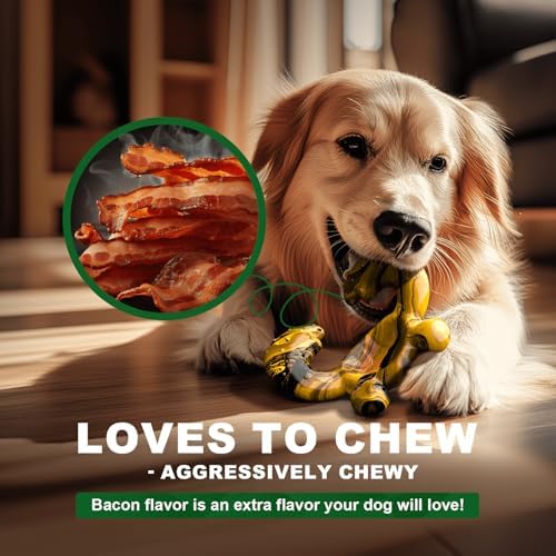 Dog Chew Toys for Aggressive Chewers – Tough Indestructible Dog Toy for Large Dogs, Durable Long-Lasting Chew Bones, Heavy Duty Interactive Dog Toys to Keep Dogs Busy & Relieve Boredom
