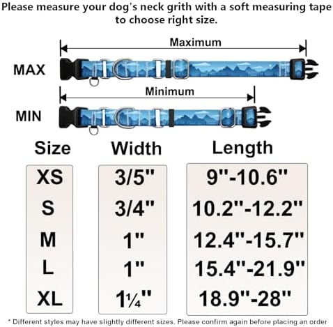 Martingale Collar for Dogs with Buckle Dog Collar Adjustable Soft Nylon Boy Dog Collars for Medium Dogs, Blue Sunset