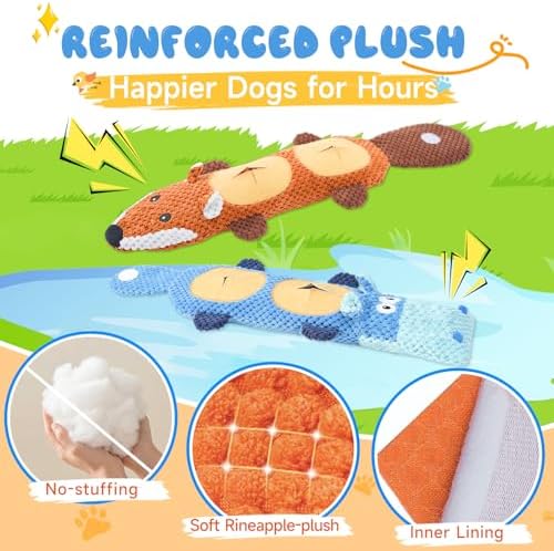 wodoca Dog Toys for Aggressive Chewers 2 Pack, No Stuffing Squeaky Chew Toy for Small Medium Breed, Puppy Teething Interactive Dog Toys to Keep Them Busy