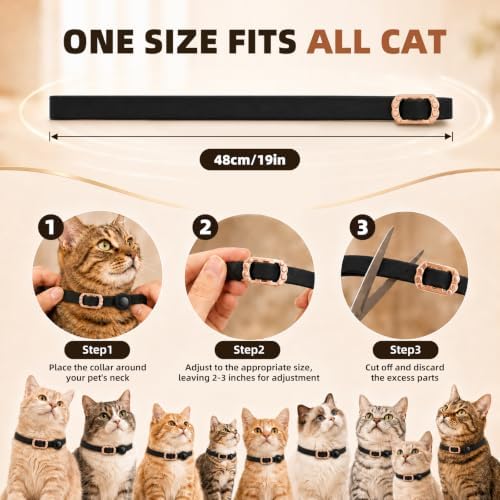 2 Pack Breakaway Cat Collars, Adjustable GPS Tracking Collars for Cats, Find My Tracking, Exquisite Buckle, Flexible Fit Design & Pet Safe, Anti-Lost Location Design for Kittens & Adult Cats