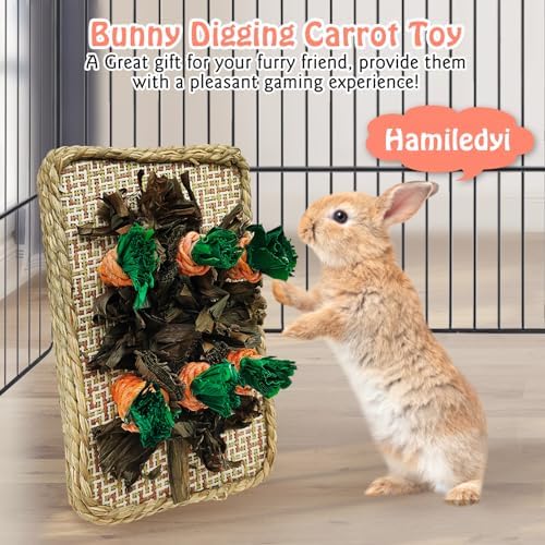 Hamiledyi Pet Fun Bunny Chew Toy Rattan Grass Scratcher Rabbit Digging Toys