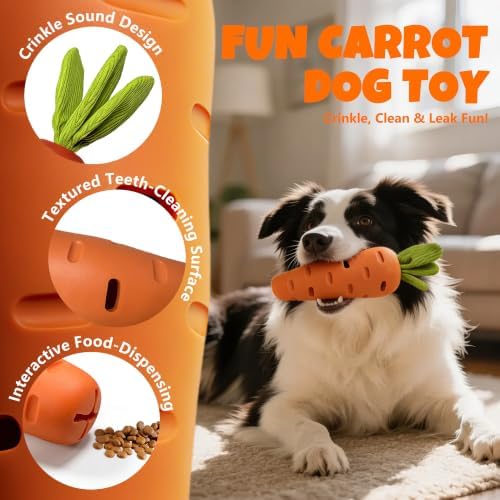 Squeaky Dog Toys Tough Carrot Toy for Aggressive Chewers Nylon