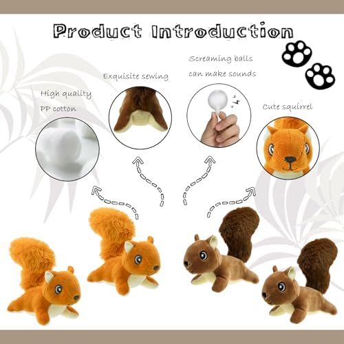 Hide A Squirrel Plush Dog Toys with Crinkle Nut, Hide and Seek Dog Toy to Keep Them Busy Puppy Teeth Clean Chew Toys for Small & Medium Dogs