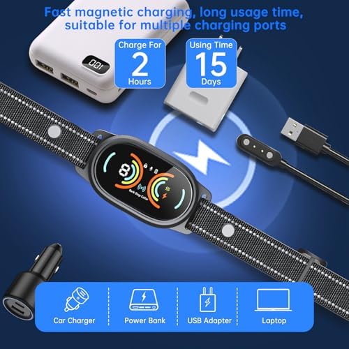 Dog Bark Collar, Rechargeable Bark Collar for Large Dog, IP67 Waterproof Anti Barking Collar Dogs with Adjustable Sensitivity for Medium and Small Dogs (Matte Black)