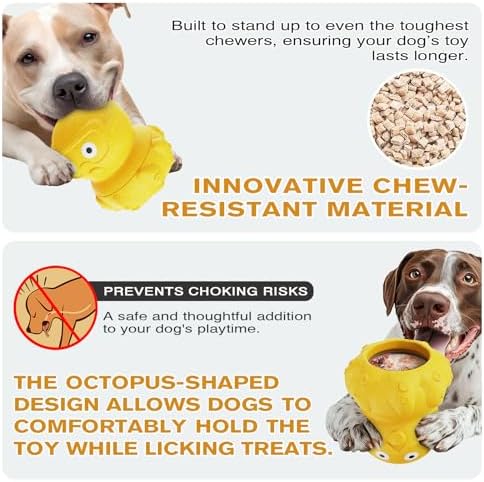 OYR 3-in-1 Dog Frozen Treat Ball - 30 Min Mental Stimulation for Large Dogs, Durable Puzzle Feeder for Aggressive Chewers Anxiety Relief Chew Toy with Treat Dispenser(Yellow)