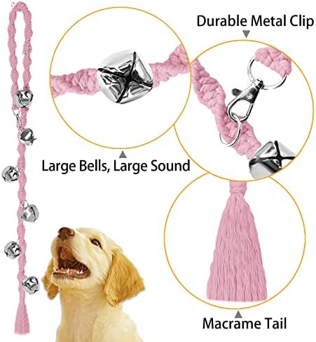 Dog Bells to Go Outside, Potty Training Bell, Handmade, Adjustable | Handmade with Premium Yarn, Twisted Style, Clear Jingle, Dog Potty Bell, Dog Door Bell.