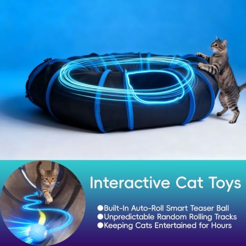 Interactive Cat Toy, Motion-Activated Ball in Round Cat Tunnel