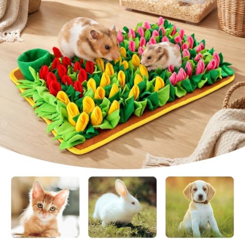 Tulip‑Style Snuffle Mat for Dogs, Cats, Rabbits, 23" x 15"