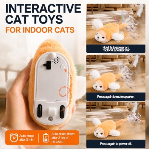 BABORUI Interactive Cat Toy Flying Mouse, Orange Mouse