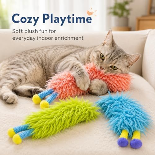 Cat Toys Pillows,Soft Cat Pillow Kicker Toys with Crinkle Sound, Interactive Cat Plush Toys for Indoor Cats and Kittens