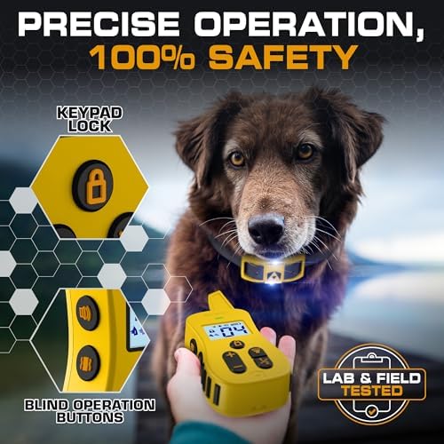 INVIROX Ultra K9 Dog Shock Collar, 124 Levels, Night Light, IP67 Waterproof (Yellow, 1 Dog)