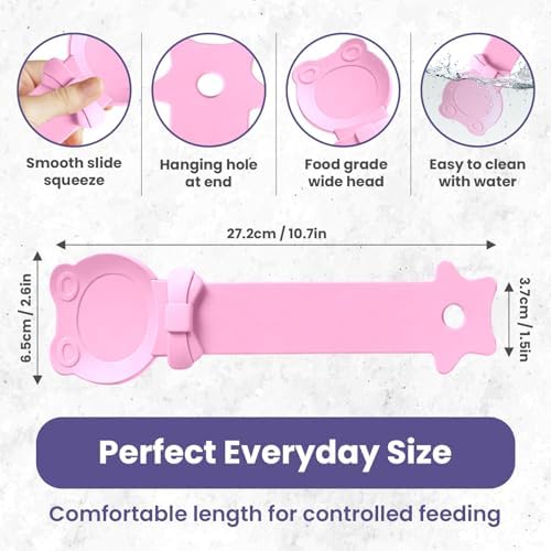 Lickable Cat Treat Spoon, Puree Squeeze Feeder, Silicone, Pink