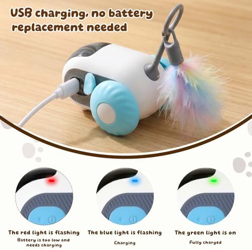 Interactive cat Toy, Rechargeable, Automatic Moving Kitten Toy(Blue)