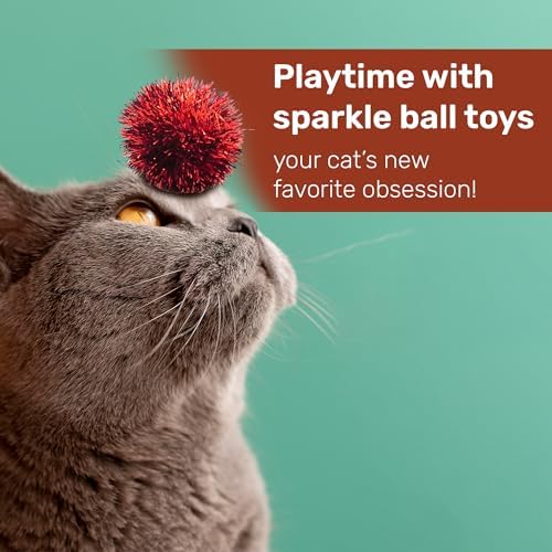 Tuff Kitty Puff 1 Inch Mini Sparkle Ball Cat Toy – 12pk Multi-Color
