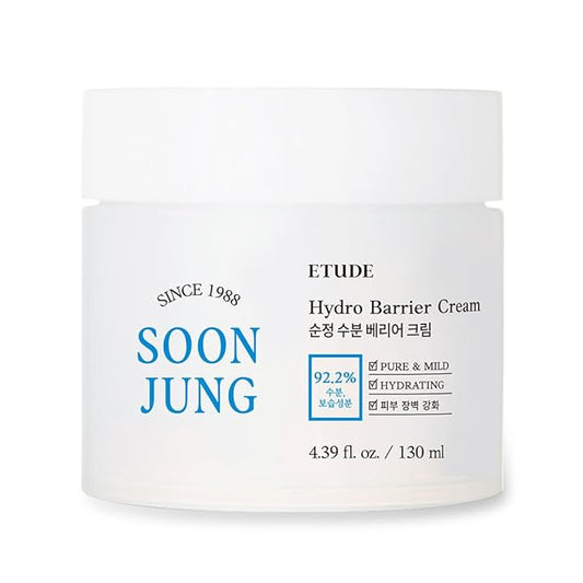 ETUDE SoonJung Hydro Barrier Cream | 92.5% Moisturizing Ingredients, Gel Formula for Soothing, pH Balanced Moisturizer for Hydrating, Panthenol, Madecassoside, Non-comedogenic, 4.39 Fl Oz (Jar Type)