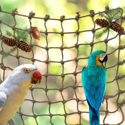 Parrot Climbing Net Jungle Fever Rope Small Animals Toys for Parakeets Lovebirds Finch Budgerigars Conure Cockatiel (L 24" x 24")