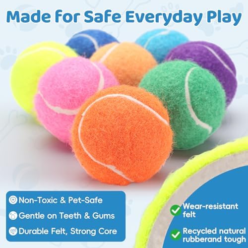 40 Pack 2 Inch Dog Tennis Balls, Small Tennis Balls for Dogs, Dog Safe Non-Abrasive Felt, Bulk Puppy Tennis Ball Set for Small Dogs,with Mesh Bag for Easy Transport(Multicolor