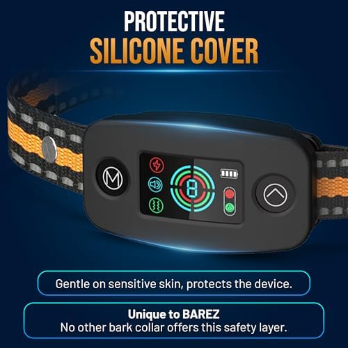 Barez Smart Bark Collar for Small, Medium & Large Dogs - Rechargeable Anti Barking Device with AI Detection, Beep, Vibration, Safe Shock, Waterproof, On Screen Safety Lock